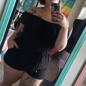 Off the shoulder black romper